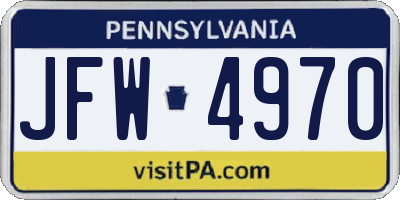 PA license plate JFW4970