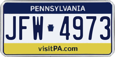 PA license plate JFW4973