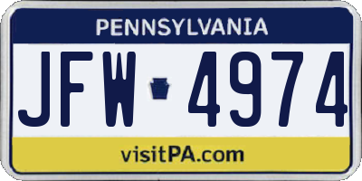 PA license plate JFW4974