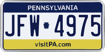 PA license plate JFW4975