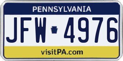 PA license plate JFW4976