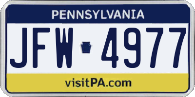 PA license plate JFW4977