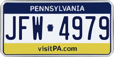 PA license plate JFW4979