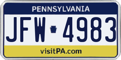 PA license plate JFW4983