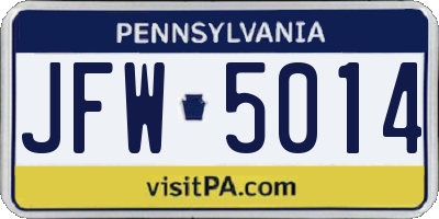 PA license plate JFW5014