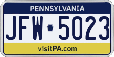 PA license plate JFW5023