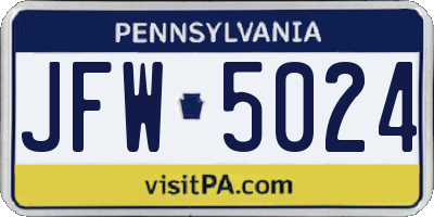PA license plate JFW5024