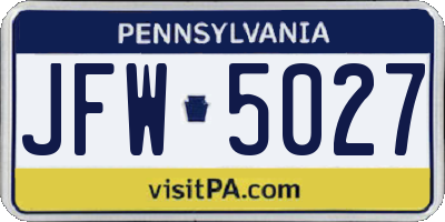 PA license plate JFW5027