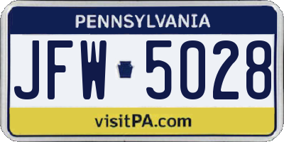 PA license plate JFW5028