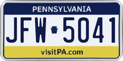 PA license plate JFW5041