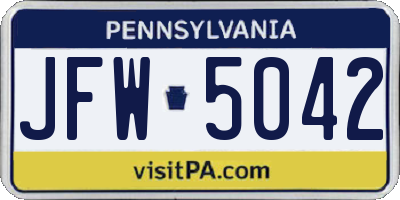 PA license plate JFW5042