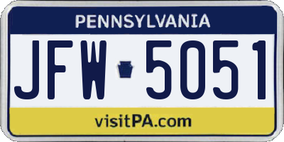 PA license plate JFW5051