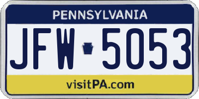 PA license plate JFW5053