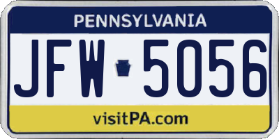 PA license plate JFW5056