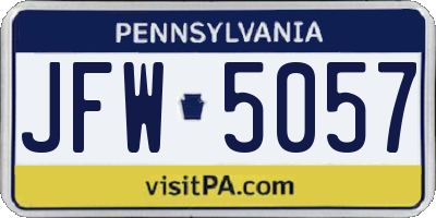 PA license plate JFW5057