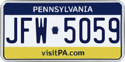 PA license plate JFW5059