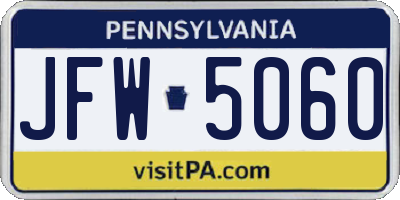 PA license plate JFW5060