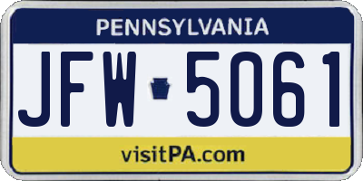 PA license plate JFW5061