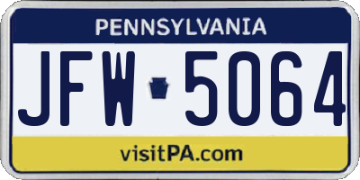 PA license plate JFW5064