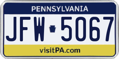 PA license plate JFW5067