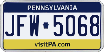 PA license plate JFW5068