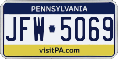 PA license plate JFW5069