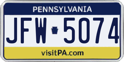 PA license plate JFW5074