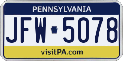 PA license plate JFW5078