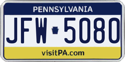 PA license plate JFW5080