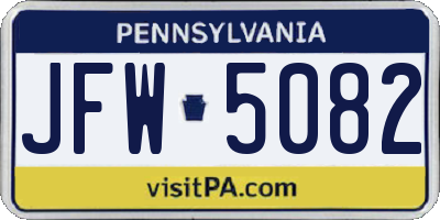 PA license plate JFW5082