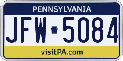 PA license plate JFW5084