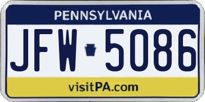 PA license plate JFW5086