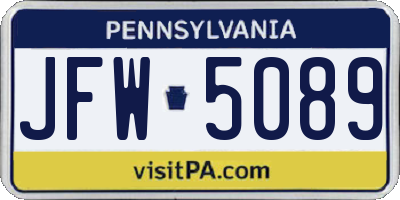 PA license plate JFW5089