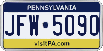 PA license plate JFW5090
