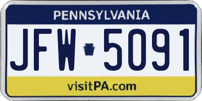 PA license plate JFW5091
