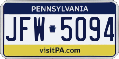 PA license plate JFW5094