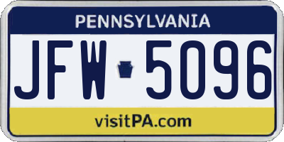 PA license plate JFW5096