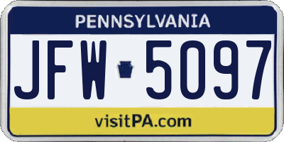 PA license plate JFW5097