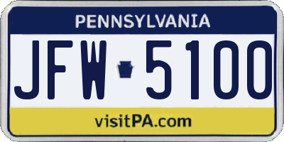 PA license plate JFW5100