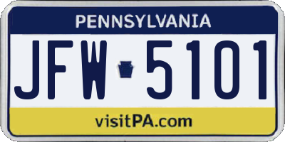 PA license plate JFW5101