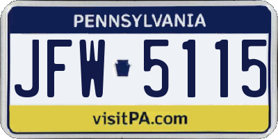 PA license plate JFW5115