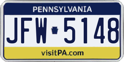 PA license plate JFW5148