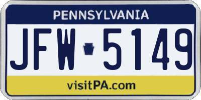PA license plate JFW5149