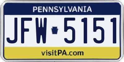 PA license plate JFW5151