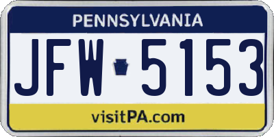 PA license plate JFW5153