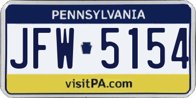 PA license plate JFW5154