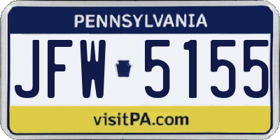 PA license plate JFW5155