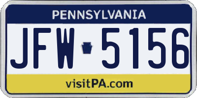 PA license plate JFW5156