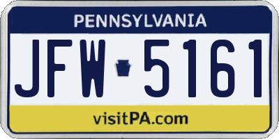 PA license plate JFW5161