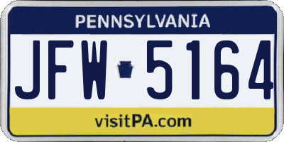 PA license plate JFW5164